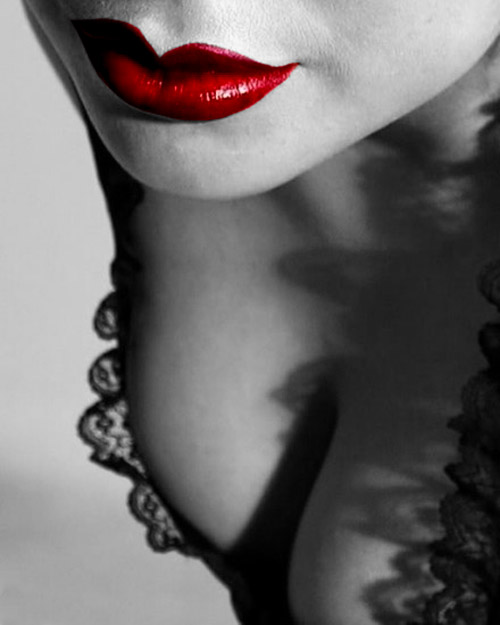 Red Lips & Black & White Sky Island Photography John Heyward